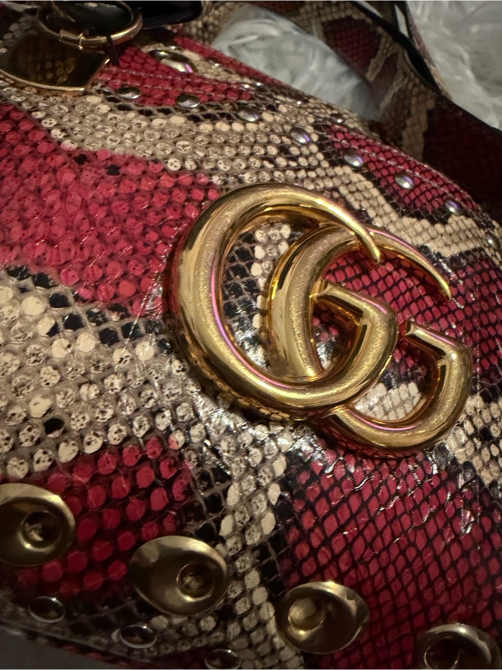 GUCCI Snakeskin Large Arli Top Handle and Shoulder Bag Limited Edition - Picture 6 of 16